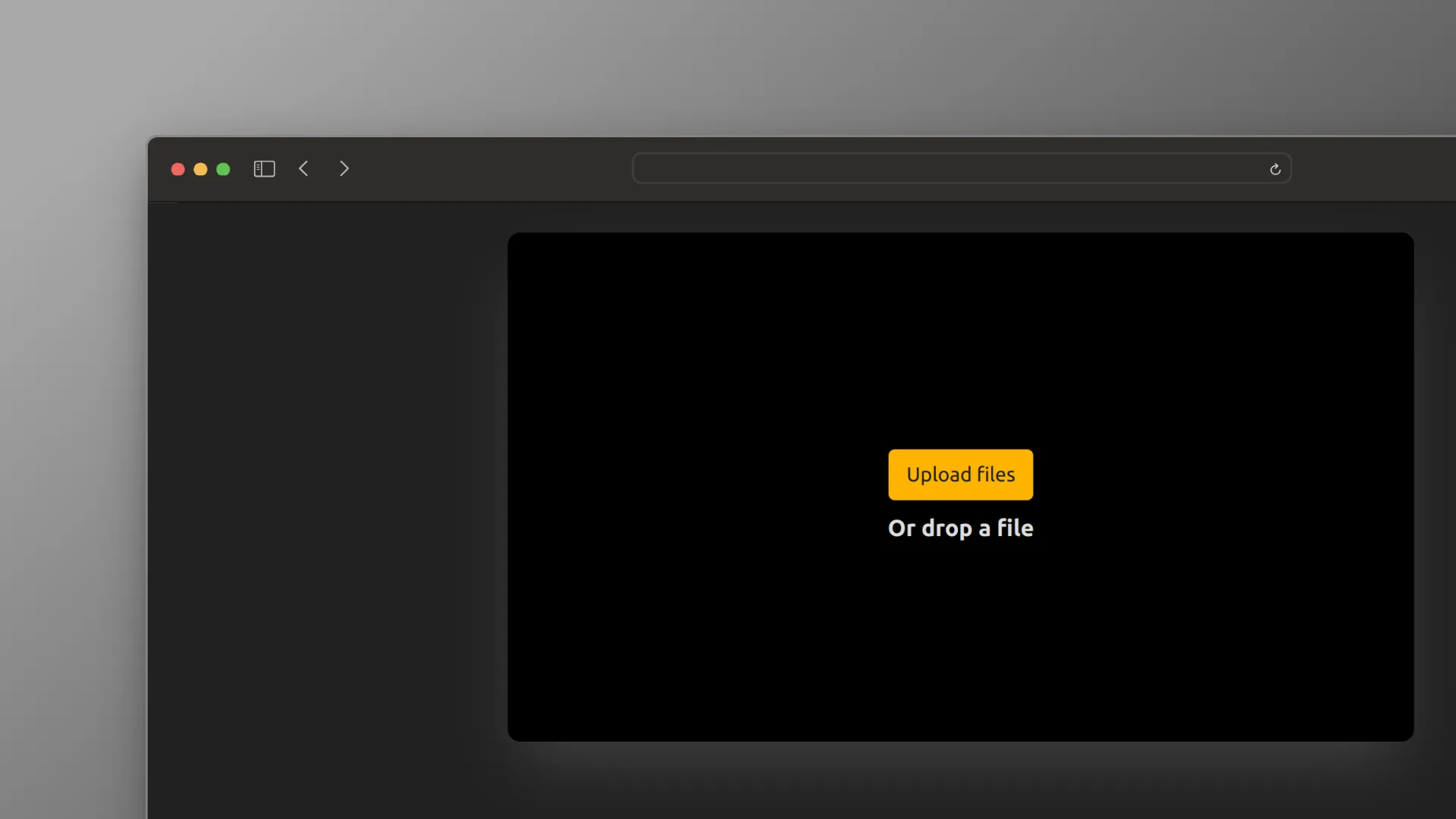 Captura de pantalla del sitio web de eliminación de fondo, mostrando el formulario de carga de archivos